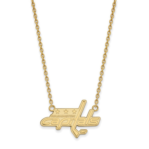 LogoArt Washington Capitals Necklace - Sterling Silver Gold-Tone Large Pendant 18 Inch