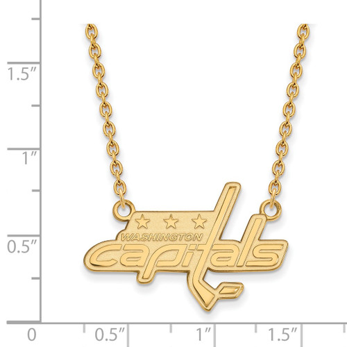 LogoArt Washington Capitals Necklace - Sterling Silver Gold-Tone Large Pendant 18 Inch - View 2