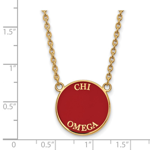 LogoArt Chi Omega Necklace - Sterling Silver Gold-Tone Sorority Text Large Color Enamel Pendant 18 Inch - GP013CHO-18 - View 2