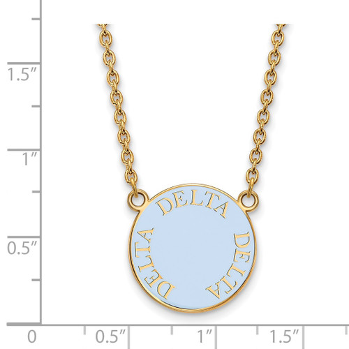 LogoArt Delta Delta Delta Necklace - Sterling Silver Gold-Tone Sorority Text Large Color Enamel Pendant 18 Inch - GP013DDD-18 - View 2