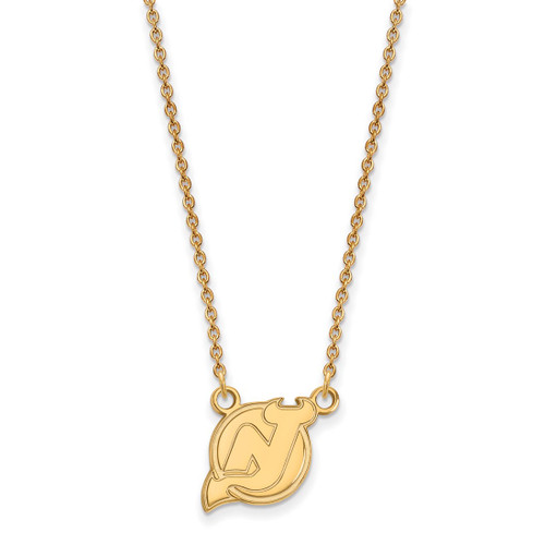 LogoArt New Jersey Devils Necklace - Sterling Silver Gold-Tone Small Pendant 18 Inch