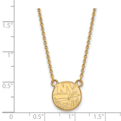 LogoArt New York Islanders Necklace - Sterling Silver Gold-Tone Small Pendant 18 Inch - View 2