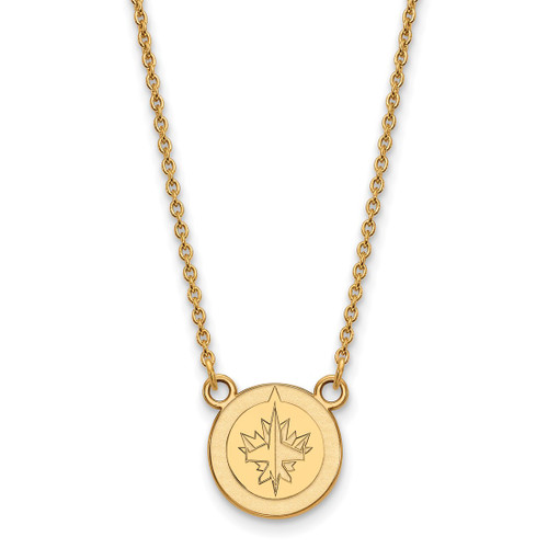 LogoArt Winnipeg Jets Necklace - Sterling Silver Gold-Tone Small Pendant 18 Inch