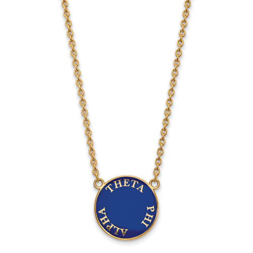 LogoArt Theta Phi Alpha Necklace - Sterling Silver Gold-Tone Sorority Text Large Color Enamel Pendant 18 Inch - GP013TPA-18