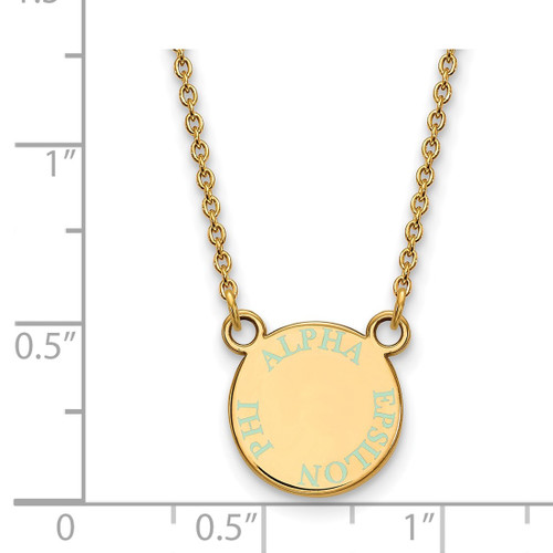 LogoArt Alpha Epsilon Phi Necklace - Sterling Silver Gold-Tone Extra Sorority Text Small Color Enamel Pendant 18 Inch - GP014AEP-18 - View 2