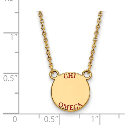 LogoArt Chi Omega Necklace - Sterling Silver Gold-Tone Sorority Text Small Color Enamel Pendant 18 Inch - View 2