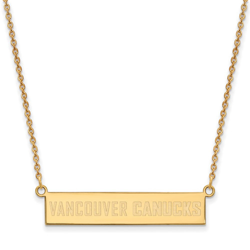 LogoArt Vancouver Canucks Necklace - Sterling Silver Gold-Tone Small Bar 18 Inch