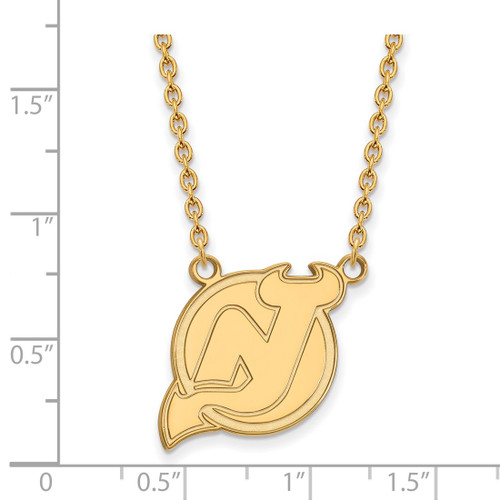 LogoArt New Jersey Devils Necklace - Sterling Silver Gold-Tone Large Pendant 18 Inch - View 2