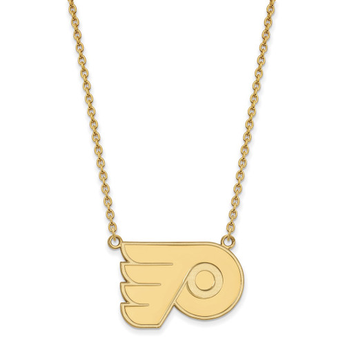 LogoArt Philadelphia Flyers Necklace - Sterling Silver Gold-Tone Large Pendant 18 Inch