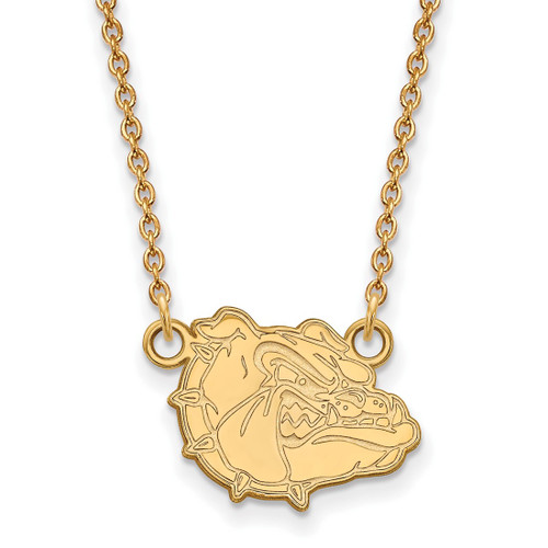 LogoArt Gonzaga University Pendant - Sterling Silver Gold-Tone Bulldog Small 18 Inch Necklace