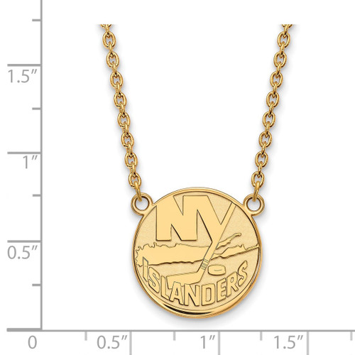 LogoArt New York Islanders Necklace - Sterling Silver Gold-Tone Large Pendant 18 Inch - View 2