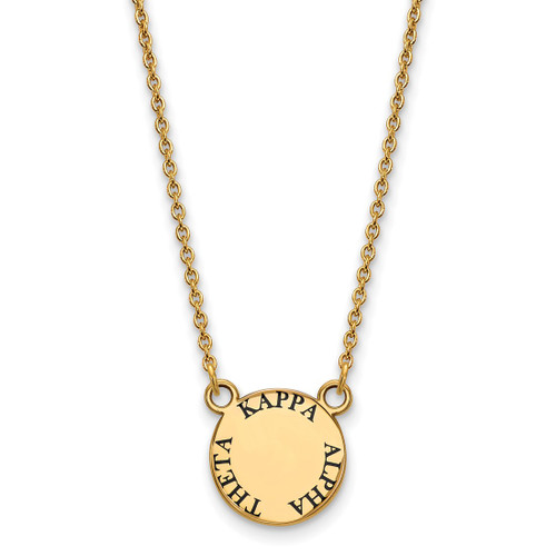 LogoArt Kappa Alpha Theta Necklace - Sterling Silver Gold-Tone Sorority Text Small Color Enamel Pendant 18 Inch - GP014KAT-18