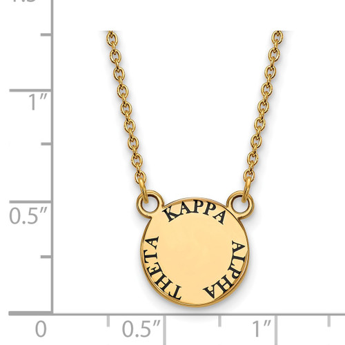 LogoArt Kappa Alpha Theta Necklace - Sterling Silver Gold-Tone Sorority Text Small Color Enamel Pendant 18 Inch - GP014KAT-18 - View 2