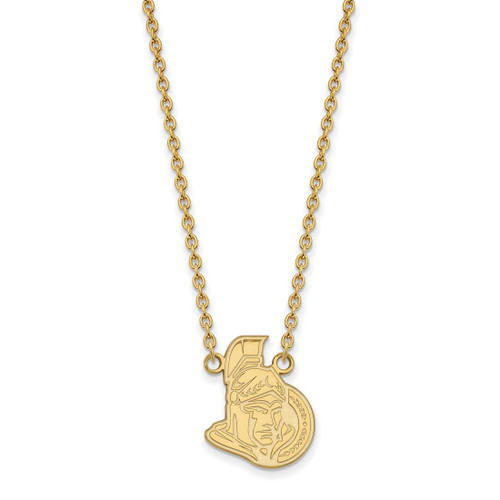 LogoArt Ottawa Senators Necklace - Sterling Silver Gold-Tone Large Pendant 18 Inch