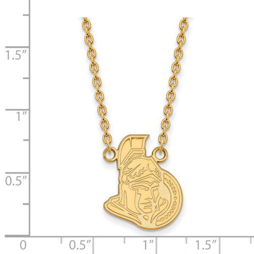 LogoArt Ottawa Senators Necklace - Sterling Silver Gold-Tone Large Pendant 18 Inch - View 2