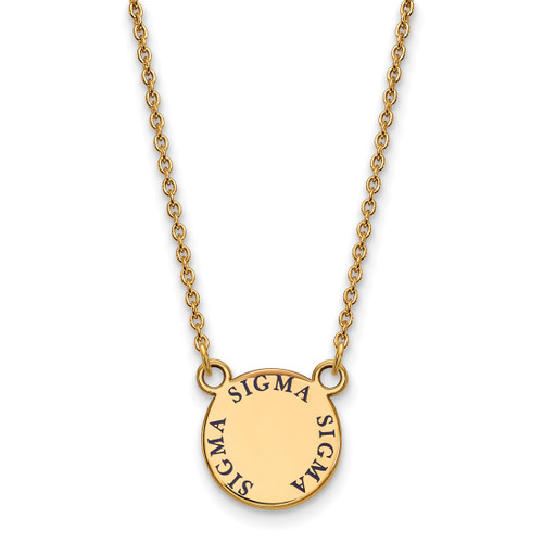 LogoArt Sigma Sigma Sigma Pendant - Sterling Silver Gold-Tone Sorority Text Small Color Enamel 18 Inch Necklace - GP014SSS-18