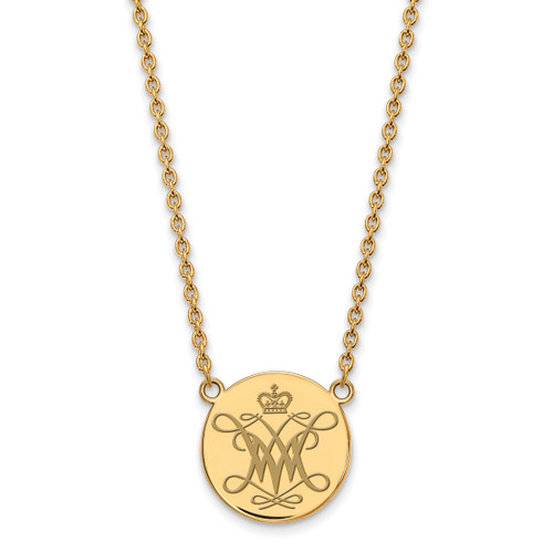 Sterling Silver Gold-Tone LogoArt College of William and Mary Large Enameled Disc Pendant 18 Inch Necklace