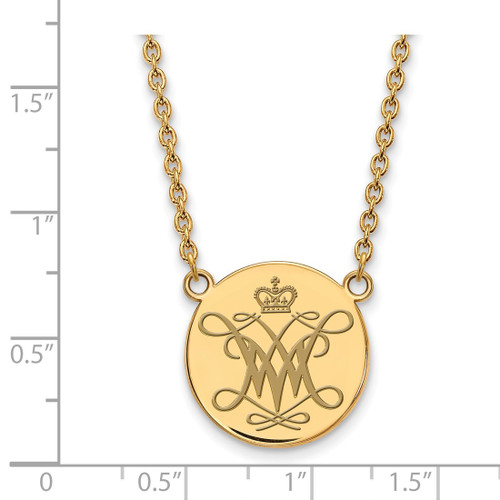 Sterling Silver Gold-Tone LogoArt College of William and Mary Large Enameled Disc Pendant 18 Inch Necklace - View 2