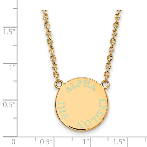 LogoArt Alpha Epsilon Phi Necklace - Sterling Silver Gold-Tone Sorority Text Small Color Enamel Pendant 18 Inch - GP015AEP-18 - View 2