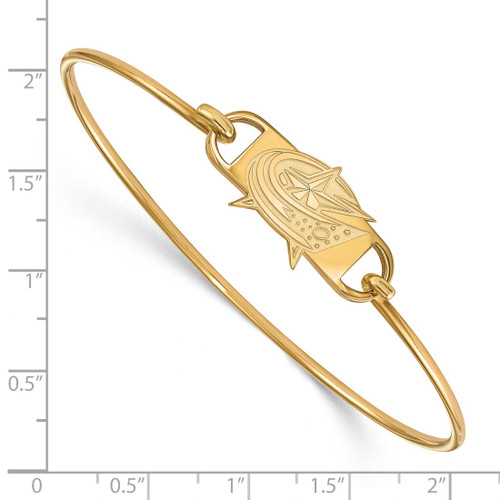LogoArt Columbus Blue Jackets Bracelet - Sterling Silver Gold-Tone Small Center 7 Inch Wire Bangle - View 2
