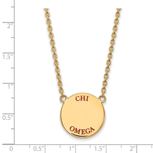 LogoArt Chi Omega Necklace - Sterling Silver Gold-Tone Sorority Text Large Color Enamel Pendant 18 Inch - GP015CHO-18 - View 2