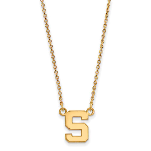 LogoArt Michigan State University Necklace - Sterling Silver Gold-Tone Letter S Small Pendant 18 Inch