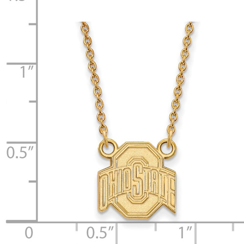 LogoArt Ohio State University Necklace - Sterling Silver Gold-Tone The Small Pendant 18 Inch - View 2