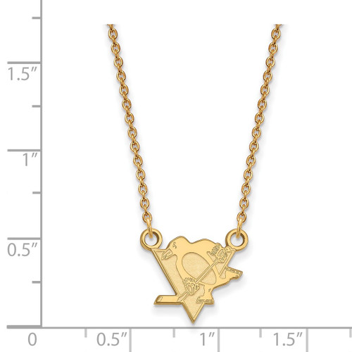 LogoArt Pittsburgh Penguins Necklace - Sterling Silver Gold-Tone Small Pendant 18 Inch - View 2