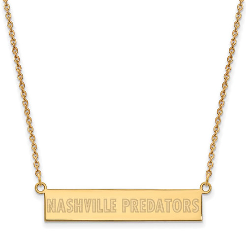 LogoArt Nashville Predators Necklace - Sterling Silver Gold-Tone Small Bar 18 Inch
