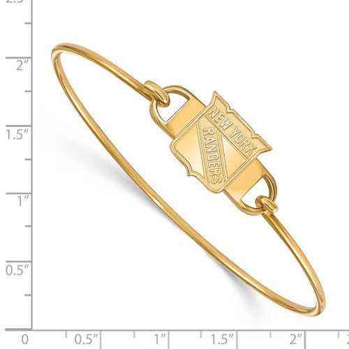 LogoArt New York Rangers Bracelet - Sterling Silver Gold-Tone Small Center 7 Inch Wire Bangle - View 2