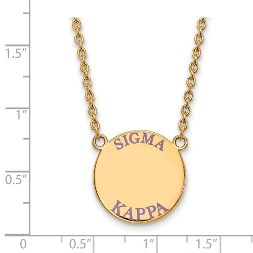 LogoArt Sigma Kappa Necklace - Sterling Silver Gold-Tone Sorority Text Large Color Enamel Pendant 18 Inch - GP015SKP-18 - View 2