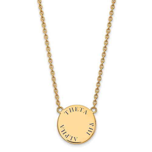 LogoArt Theta Phi Alpha Necklace - Sterling Silver Gold-Tone Sorority Text Large Color Enamel Pendant 18 Inch - GP015TPA-18