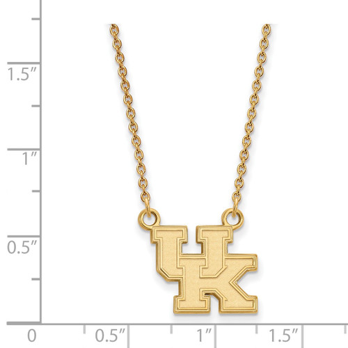 LogoArt University of Kentucky Necklace - Sterling Silver Gold-Tone U-K Small Pendant 18 Inch - View 2