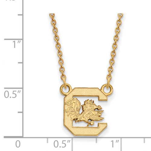 LogoArt University of South Carolina Necklace - Sterling Silver Gold-Tone Small Pendant 18 Inch - View 2