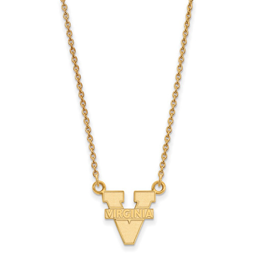 LogoArt University of Virginia Necklace - Sterling Silver Gold-Tone Small Pendant 18 Inch
