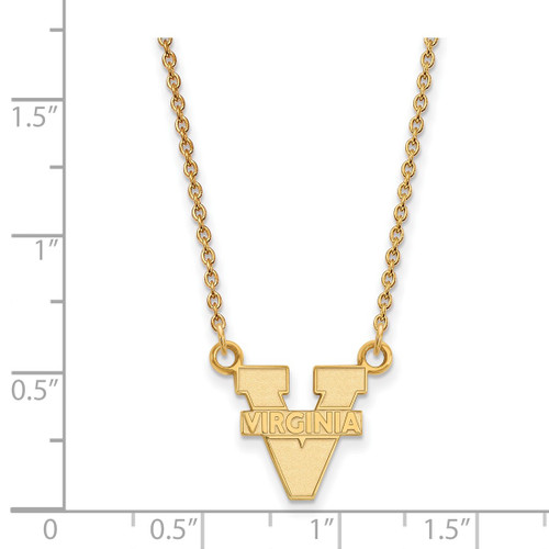 LogoArt University of Virginia Necklace - Sterling Silver Gold-Tone Small Pendant 18 Inch - View 2