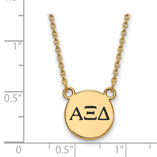 LogoArt Alpha Xi Delta Necklace - Sterling Silver Gold-Tone Sorority Greek Letters Small Black Enamel Pendant 18 Inch - View 2