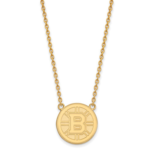 LogoArt Boston Bruins Necklace - Sterling Silver Gold-Tone Large Pendant 18 Inch, 18 mm Wide