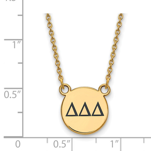 LogoArt Delta Delta Delta Necklace - Sterling Silver Gold-Tone Sorority Greek Letters Small Black Enamel Pendant 18 Inch - View 2