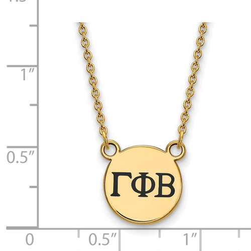 LogoArt Gamma Phi Beta Necklace - Sterling Silver Gold-Tone Sorority Greek Letters Small Black Enamel Pendant 18 Inch - View 2