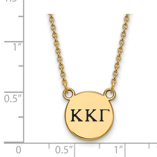 LogoArt Kappa Kappa Gamma Necklace - Sterling Silver Gold-Tone Sorority Greek Letters Small Black Enamel Pendant 18 Inch - View 2