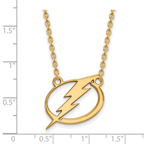 LogoArt Tampa Bay Lightning Necklace - Sterling Silver Gold-Tone Large Pendant 18 Inch - View 2