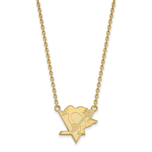 LogoArt Pittsburgh Penguins Necklace - Sterling Silver Gold-Tone Large Pendant 18 Inch