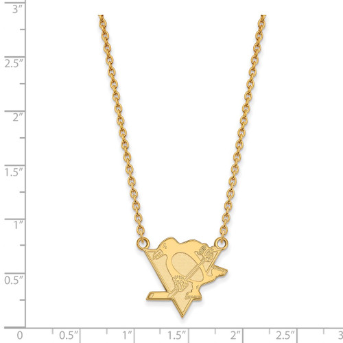 LogoArt Pittsburgh Penguins Necklace - Sterling Silver Gold-Tone Large Pendant 18 Inch - View 2