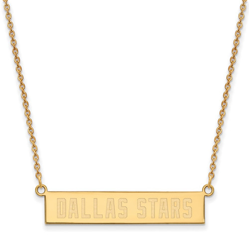 LogoArt Dallas Stars Necklace - Sterling Silver Gold-Tone Small Bar 18 Inch