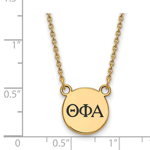 LogoArt Theta Phi Alpha Necklace - Sterling Silver Gold-Tone Sorority Greek Letters Small Black Enamel Pendant 18 Inch - View 2