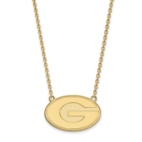 LogoArt University of Georgia Necklace - Sterling Silver Gold-Tone Letter G Large Pendant 18 Inch