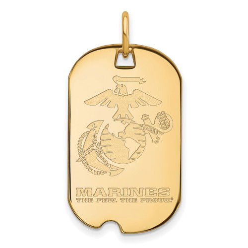 LogoArt U.S. Marine Corps Pendant - Gold-Tone Sterling Silver Small Dog Tag