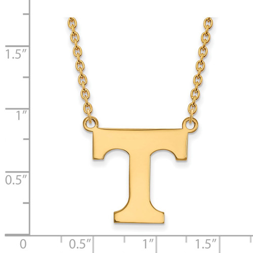 LogoArt University of Tennessee Necklace - Sterling Silver Gold-Tone Letter T Large Pendant 18 Inch - View 2