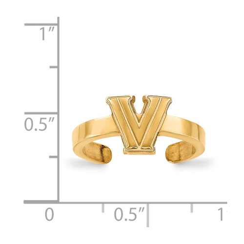 LogoArt Villanova University Toe Ring - Sterling Silver Gold-Tone Letter V, 2 mm - View 2